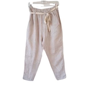 NWT Made In Italy Pants Straight Leg Sequins Natural Linen Size L/XL